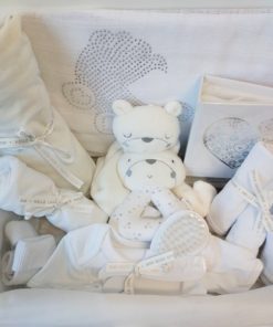 Luxury White Newborn Hamper close up