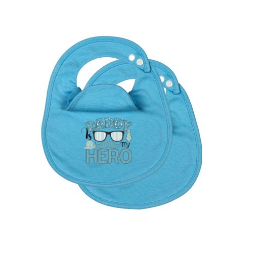 2 Pack Daddy Is My Hero BibEasy Bibs | Drool Rash Teething 3-36 months Baby Boy Blue