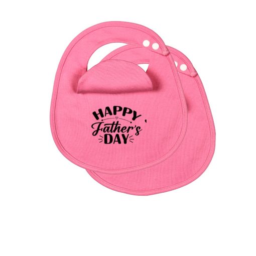 2 Pack Happy Father's Day BibEasy Bibs | Dribble Rash Teething 100% cotton 3-36 months Baby Girl Boy Pink