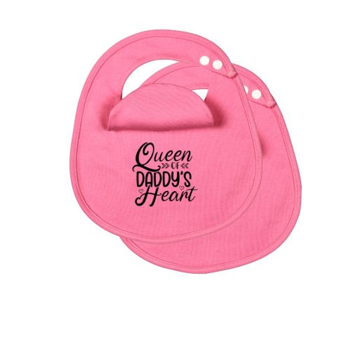2 Pack Queen of Daddy's Heart BibEasy Bibs | Dribble Rash Teething 100% cotton 3-36 months Baby Girl Boy Pink